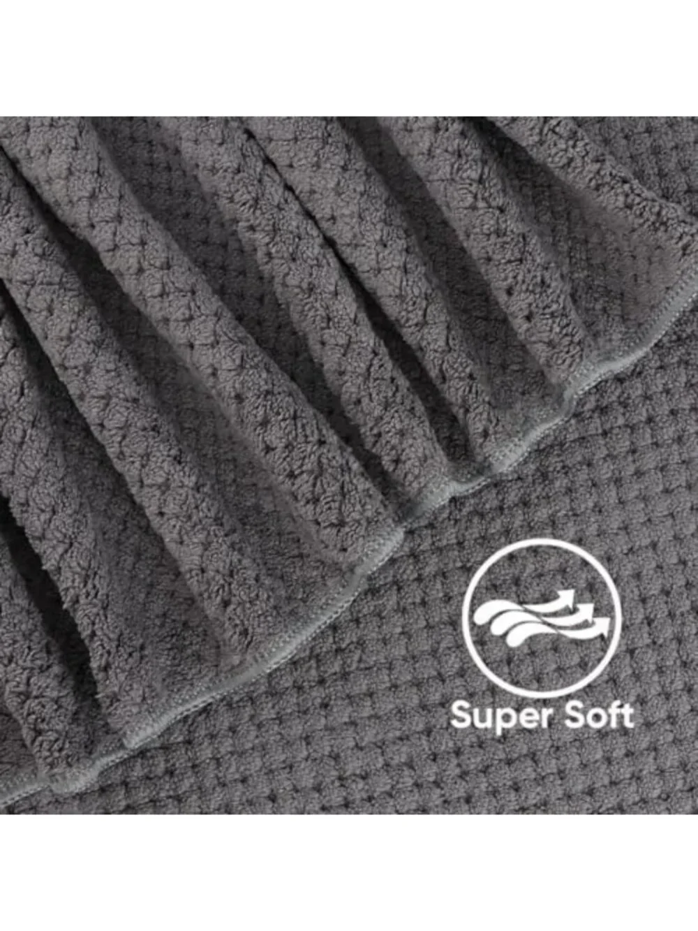 Soft Absorbent 8-Piece Bath Towel Set - 2 Bath, 2 Hand, 4 Wash Cloths, Grey